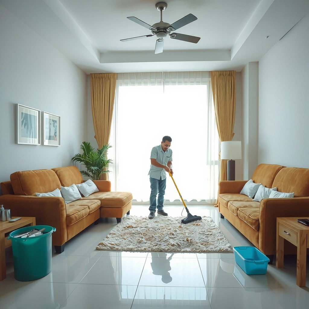 Before cleaning - messy living room